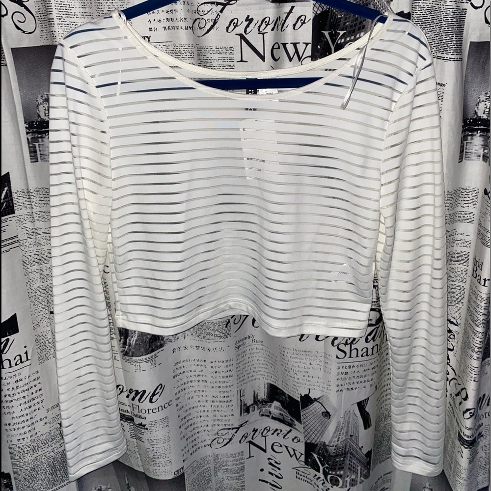 White stripped mesh shirt